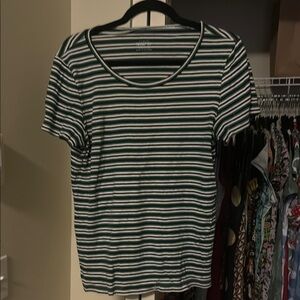 J. Crew Black and White Striped Short Sleeve Tee